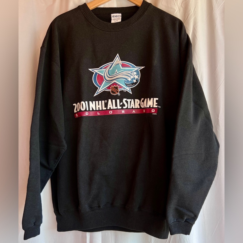 2001 NHL All-Star Game Colorado Sweatshirt VINTAGE CCM Graphic Black Large EUC